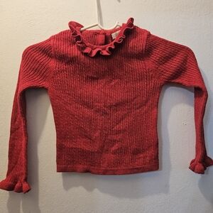 Cynthia Rowley Red & Gold Ruffled Knit Sweater